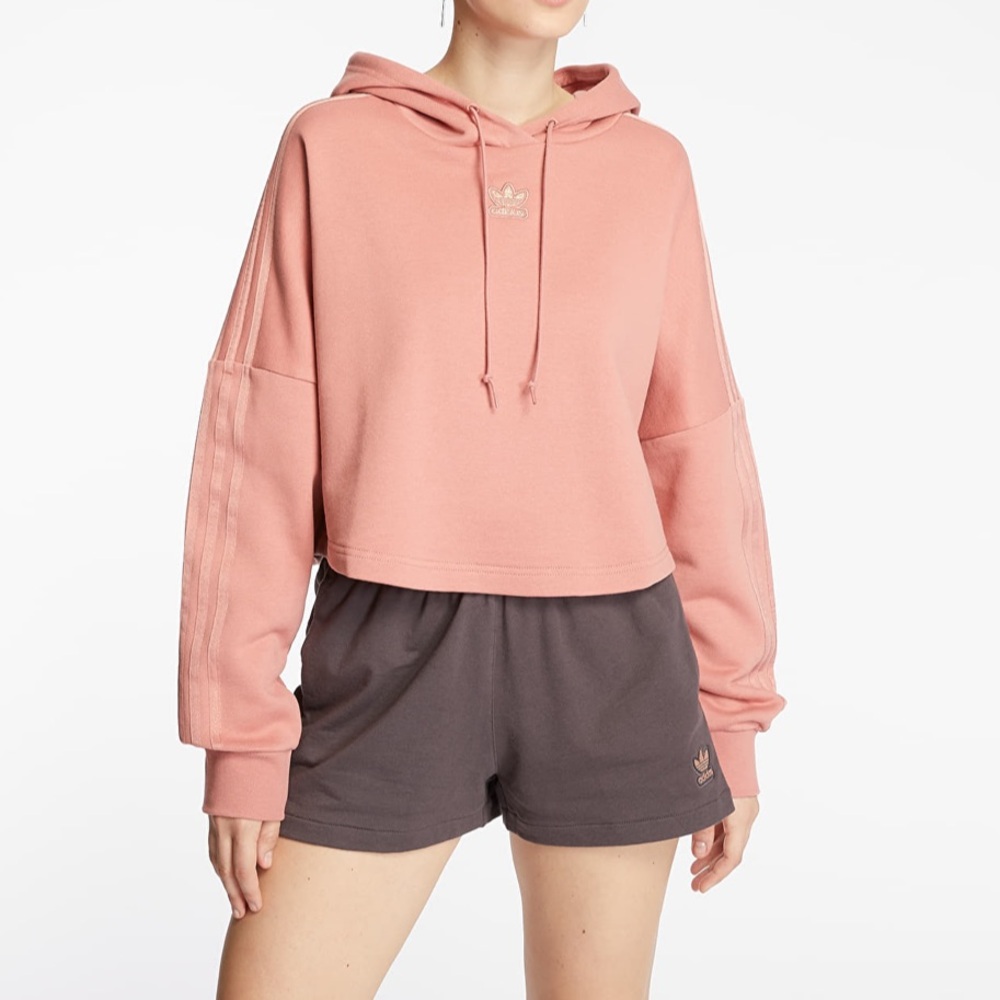 Adidas SWEATSHIRT ADIDAS CROPPED HOODIE Ash Pink size 3X classic logo